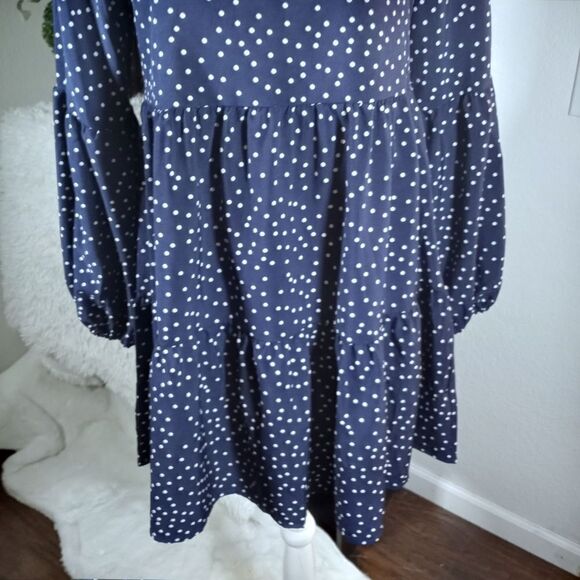 NAVY & WHITE POLKA-DOT DRESS SZ.S EUC - Picture 4 of 7